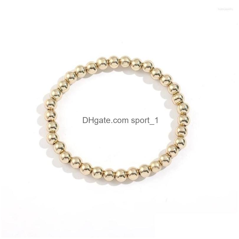 strand 6mm 8mm 10mm gold color beads bracelet for women trendy statement big round beaded handmade 3pcs/set fashion jewelry