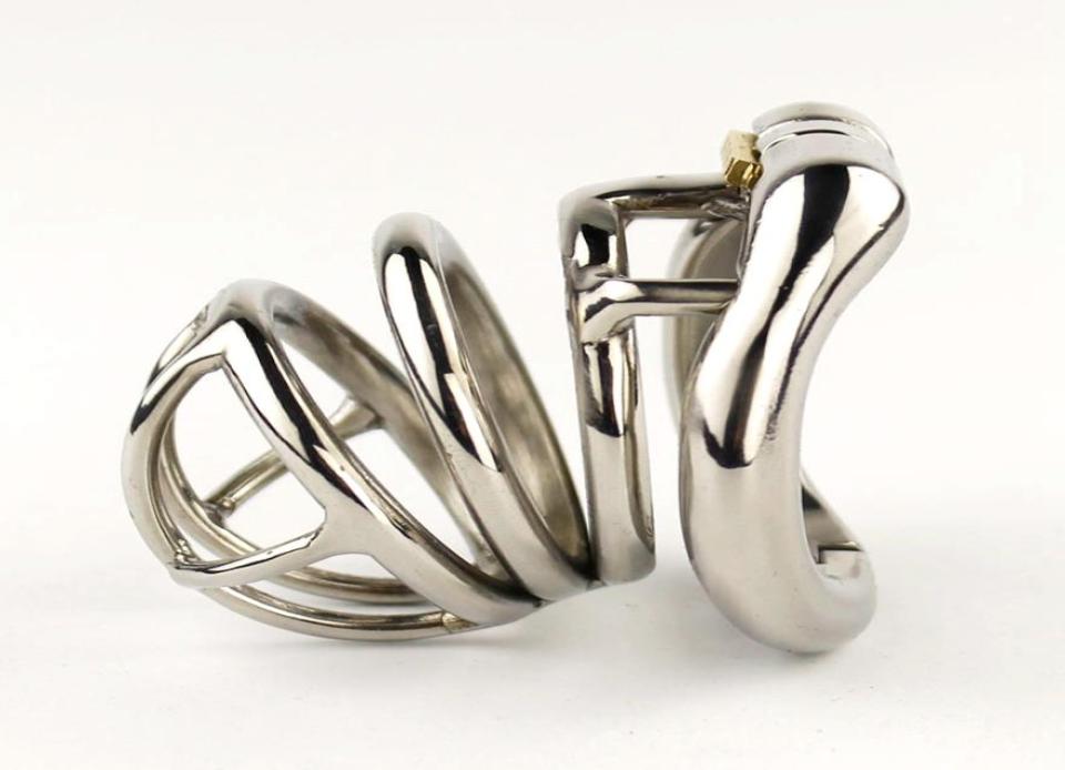 

Stainless Steel Male Chastity Device With Opening And Closing Curve Cock Ring Sex Toys For Men Chastity Cage 2017 Latest Design4409139