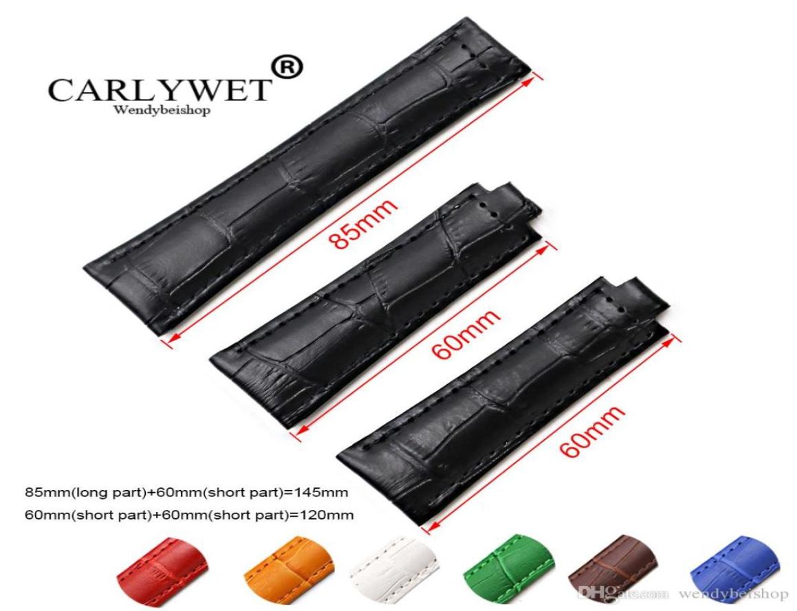 

CARLYWET 20mm Whole 120mm length Black Green White Brown Red Blue Real Calf Leather VINTAGE Replacement Wrist Watch Band Strap9539142