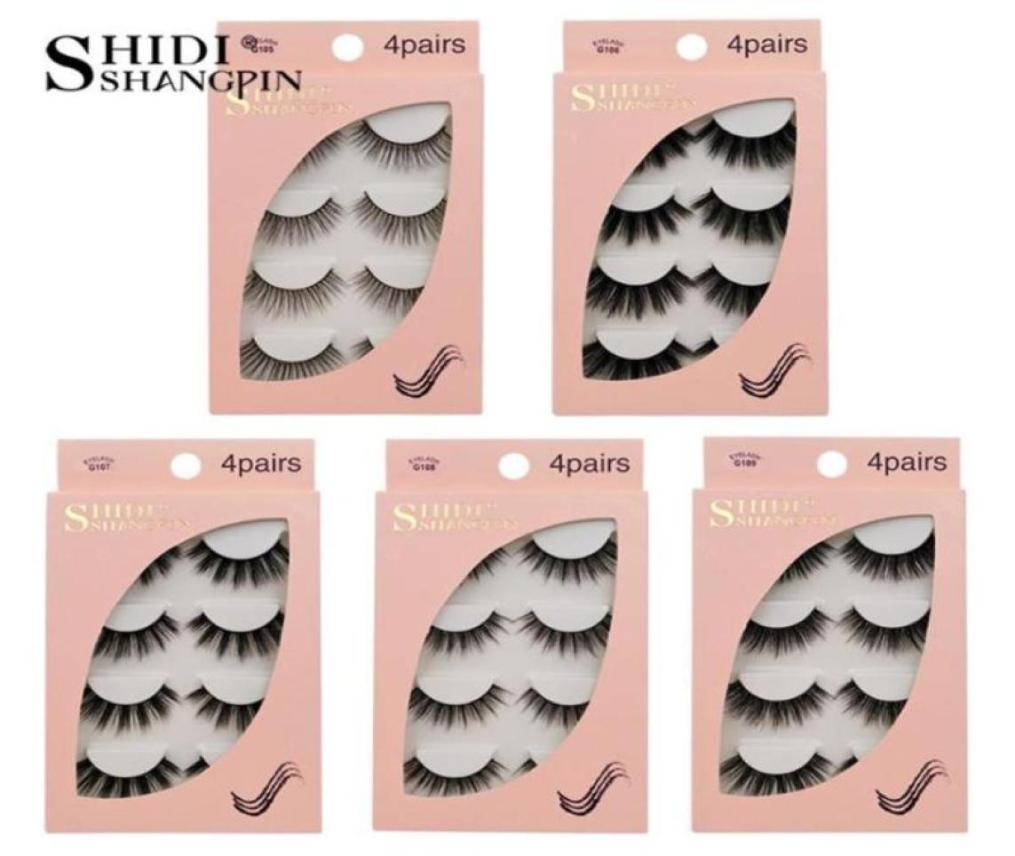 

4 PairsBox 100 Thick Real Mink False Eyelashes Natural For Beauty Makeup Extension Fake Eyelashes False Lashes For Women Girls6799582