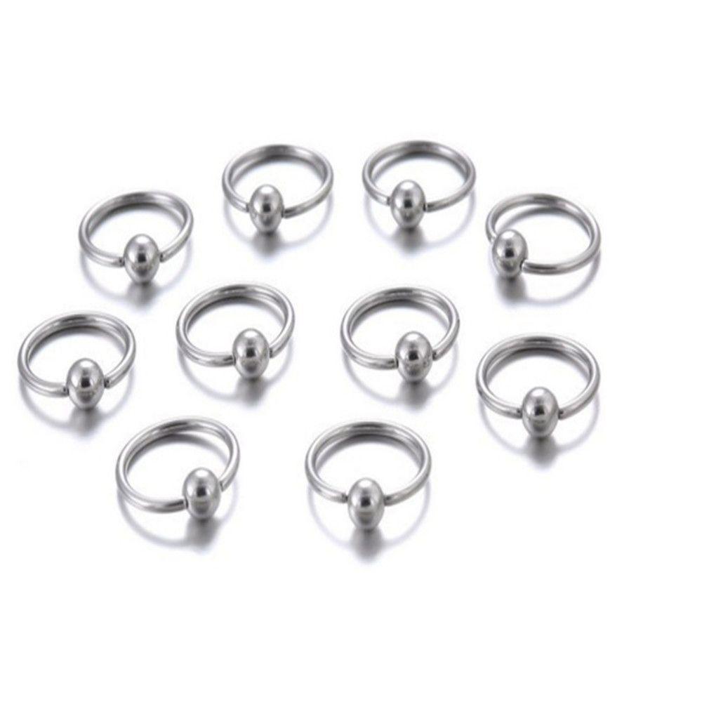 

Other 10Pcs/Set Nose Ring Piercing Body Jewelry Steel Hoop Closure For Lip Ear Sier Plated Ball Drop Delivery Dh2Ez