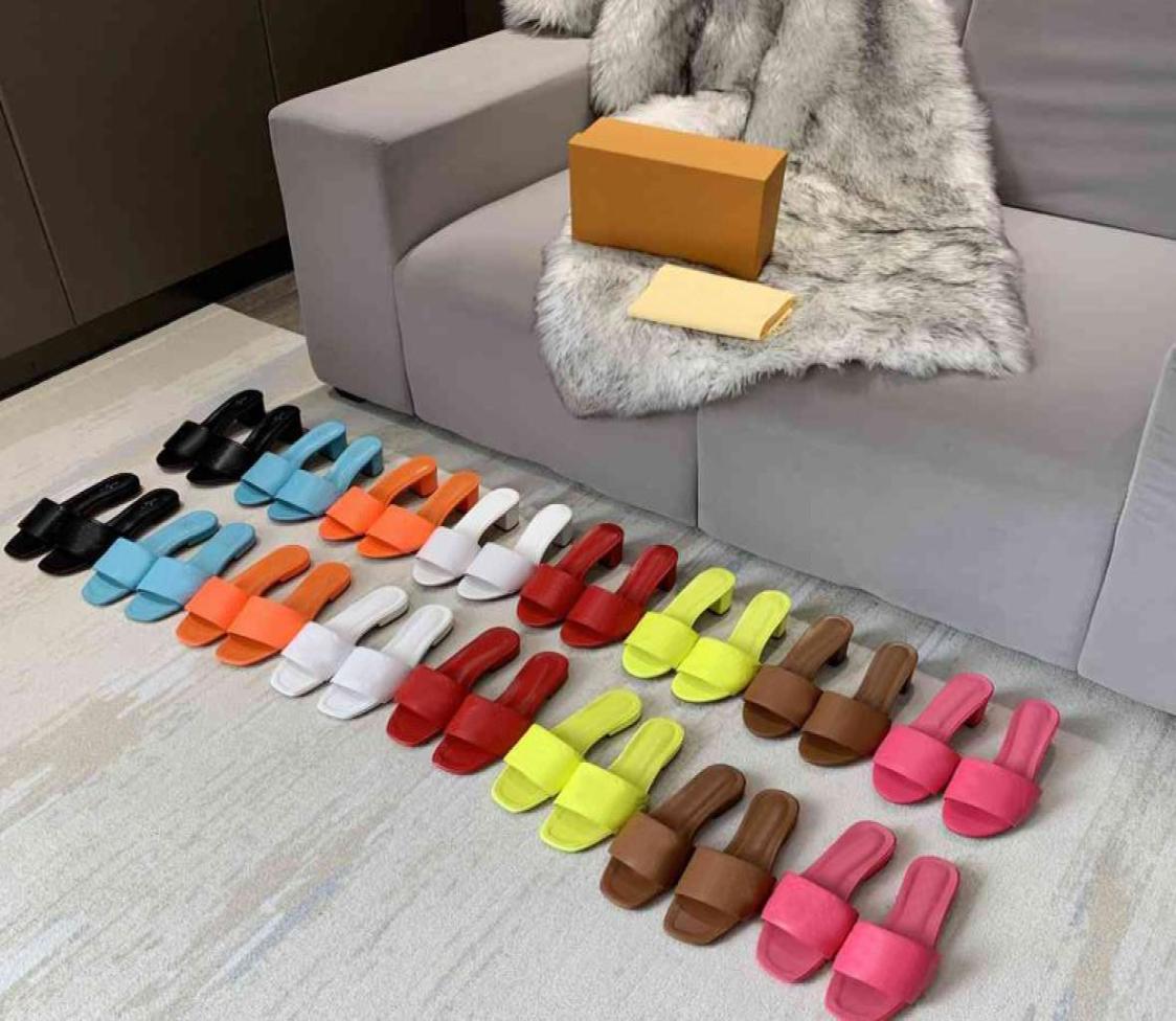 

2021 Candy colors Women slippers designer letter high heel sandal woman fashion designers slipper Party sandals highs heeled slide9288581, Red