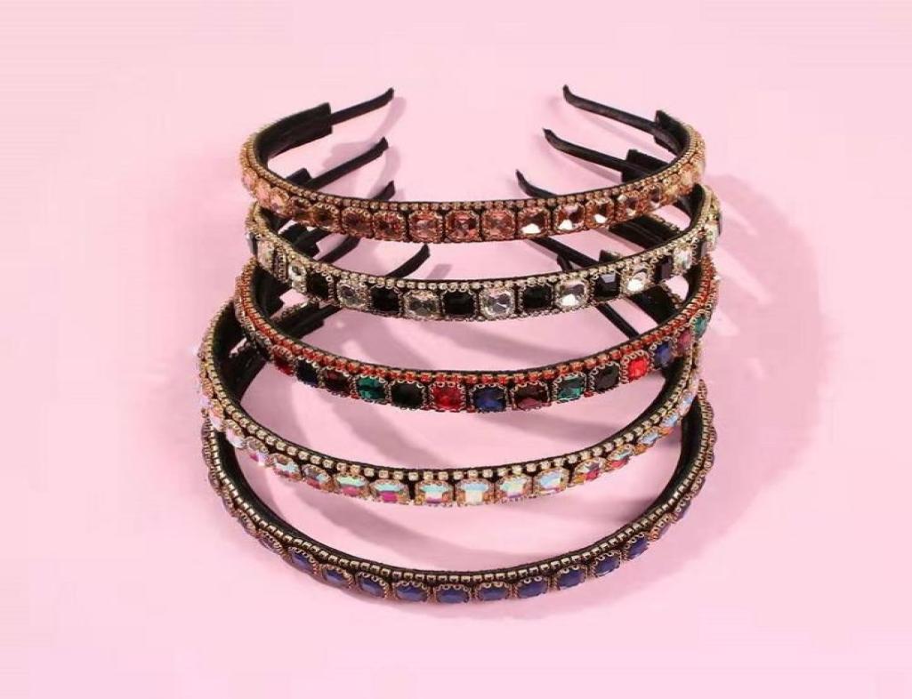 

bling diamond headband for women luxury designer colorful diamonds bride wedding engagement headbands crystal hair band jewelry lo6593522