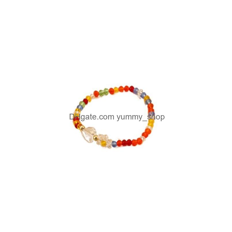 

Beaded Strand Korean Bracelet Bohemian Colorf Flowers Crystal Handmade Elastic Rope Women Fashion Jewelry Drop Delivery Bracelets Dhxuo