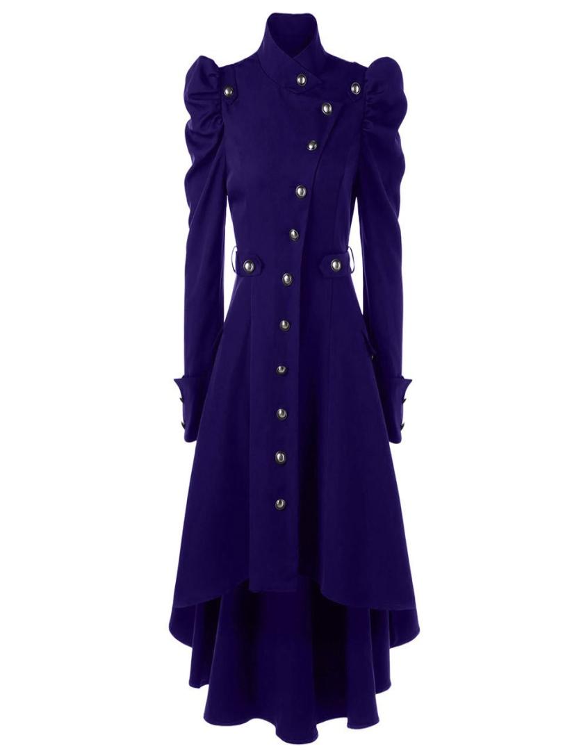 

Vintage Steampunk Gothic Overcoat Winter Ladies Retro Jacket Autumn Women Wool Coat Long Sleeve 2011043743503, Purple