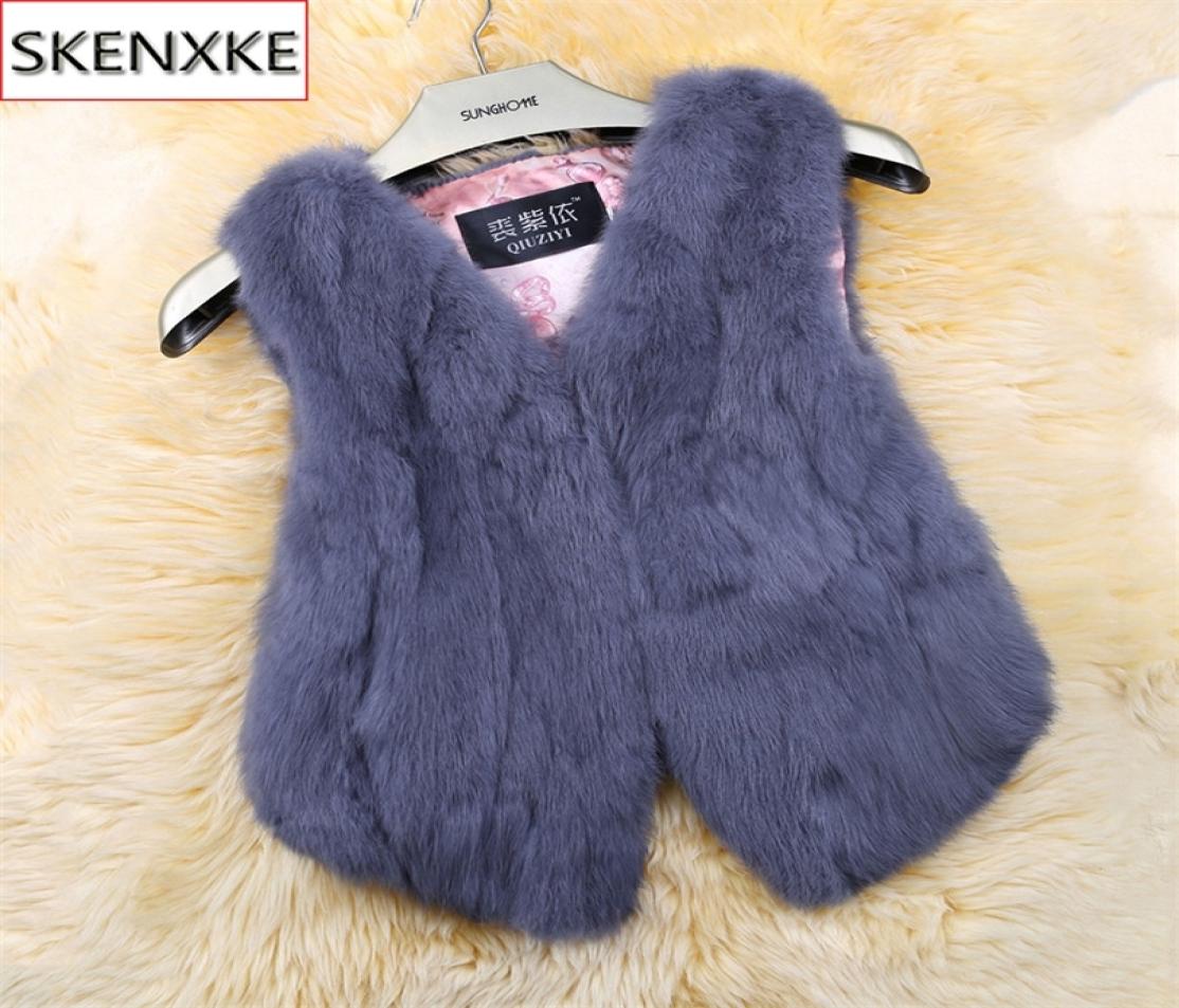 

2019 New Style Women Real Genuine Rabbit Fur Vest Fashion 100 Real Rabbit Fur Gilet Lady Real Rabbit Fur Short Sleeveless Coat CJ2159887, Black