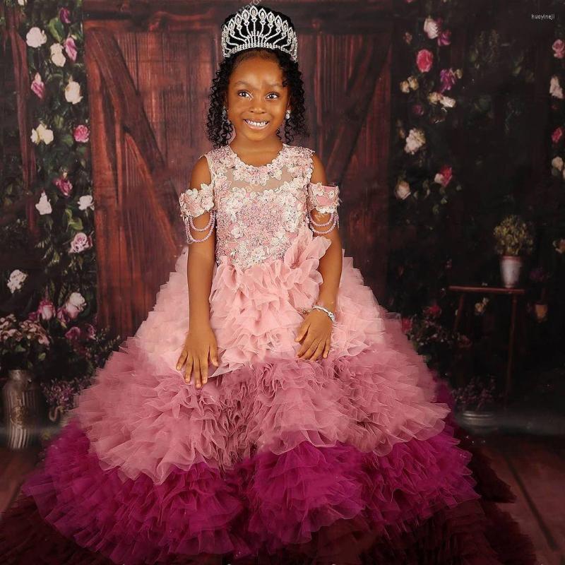 

Girl Dresses Arrival Flower For Wedding O Neck Kid Pageant Gowns Girls Long Prom Birthday Party Dress, Pink