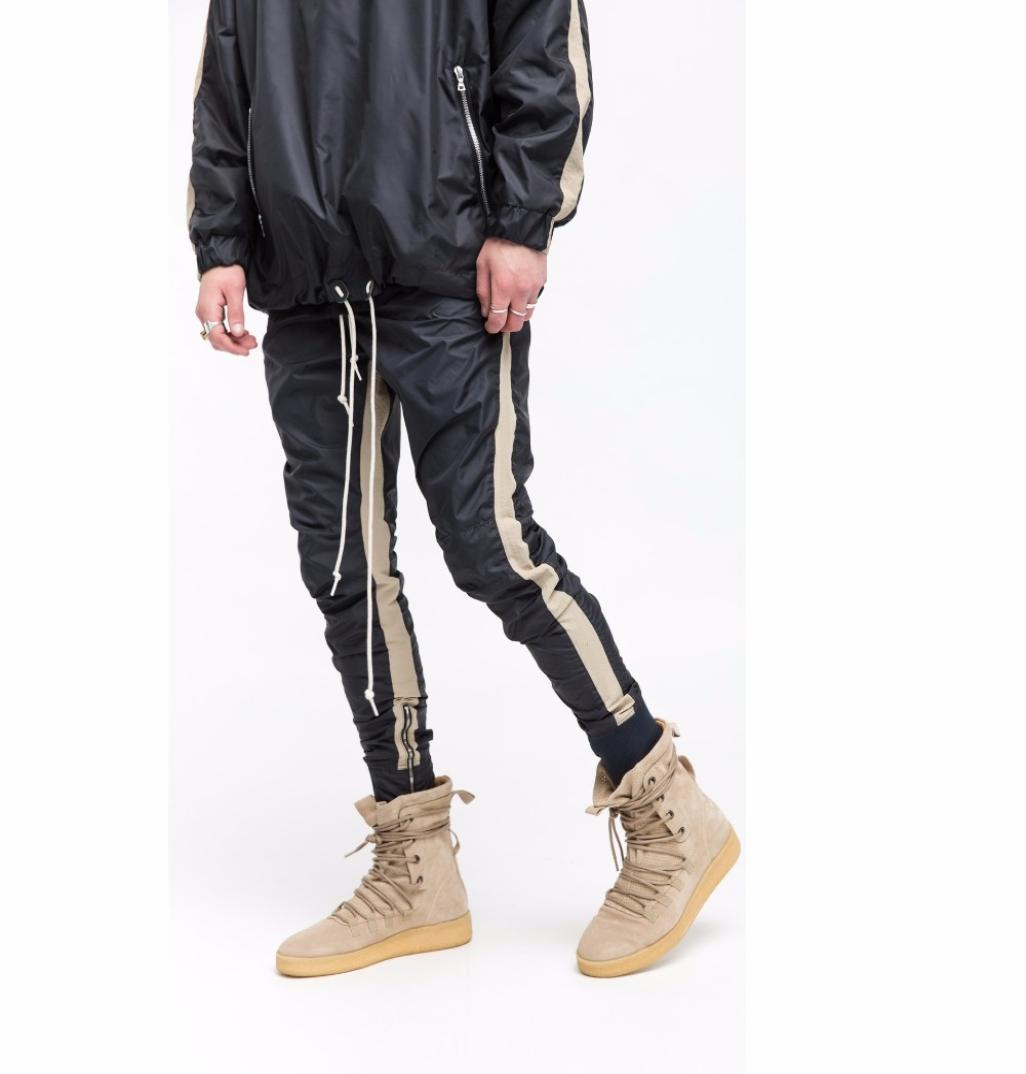 

2017 New khaki Black stitching bottoms side zipper pants hip hop Fashion Casual urban clothing jogger pants MXXL7188199