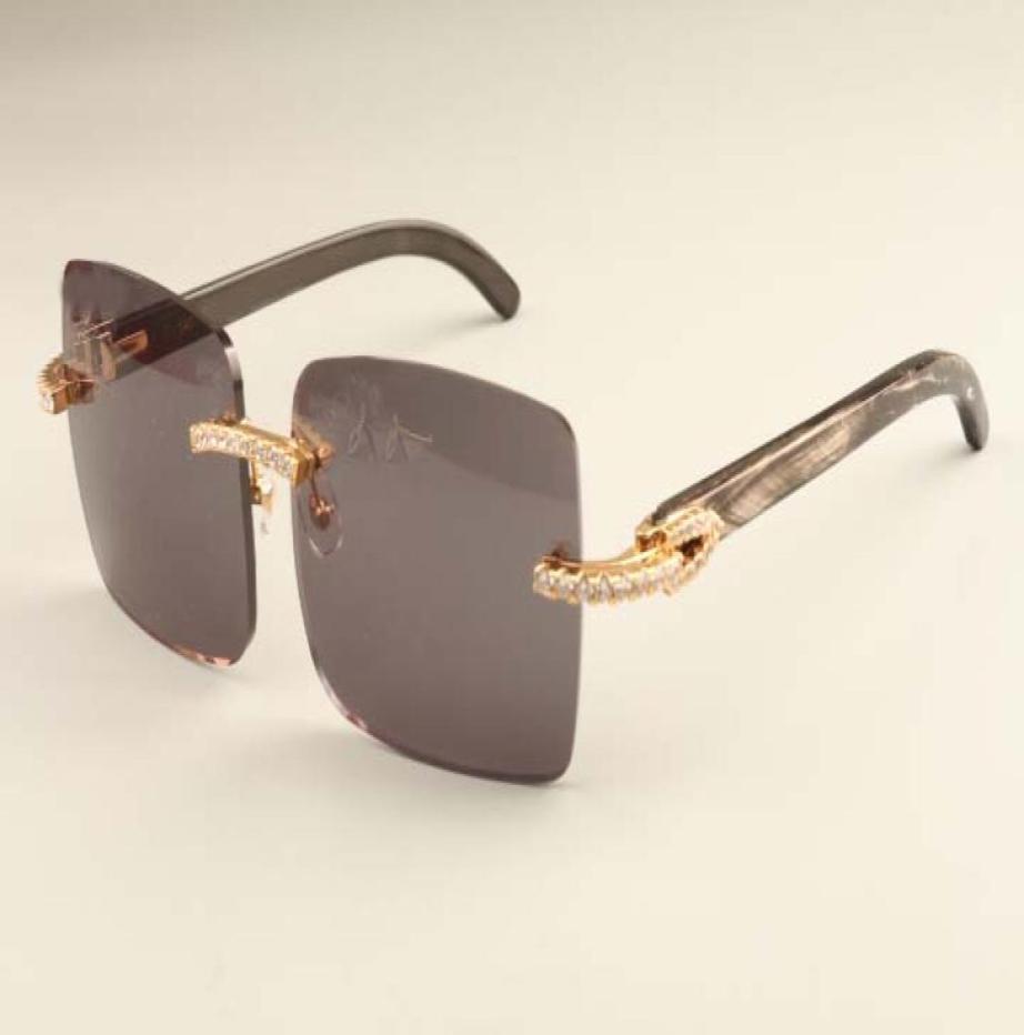 

2019 new luxury fashion diamond ultra light big box sunglasses 352412D4 natural black pattern horns mirror legs sunglasses DHL9011538