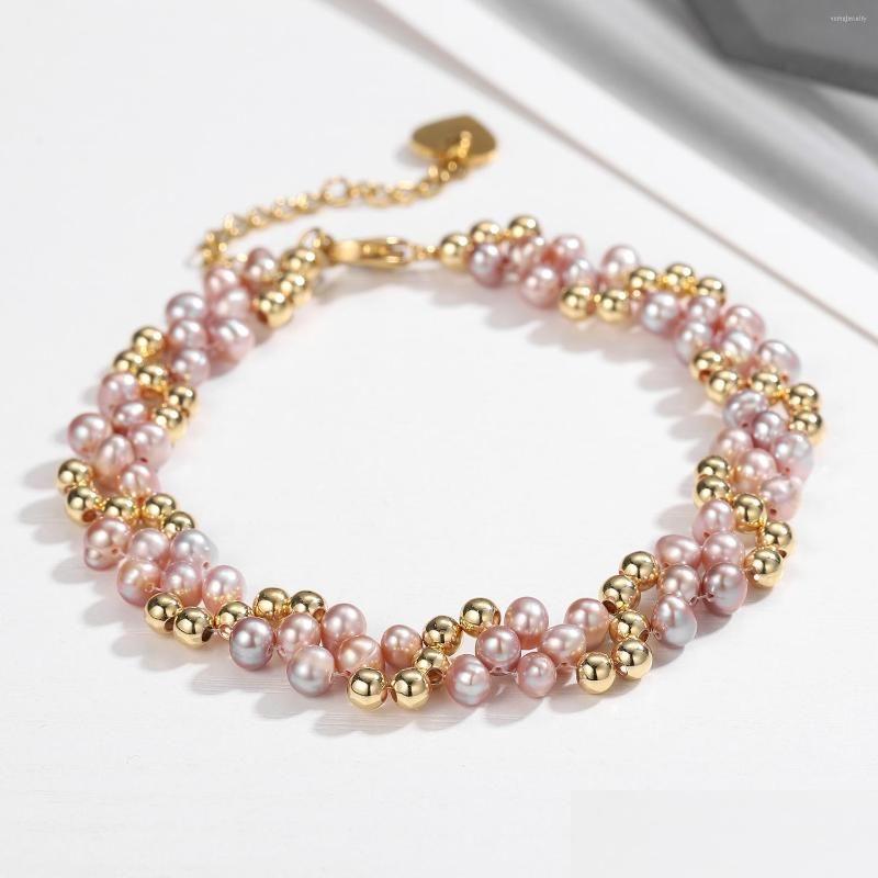

Beaded Strand Mydiy Rose Gold Filled Mtilayered Bracelet 45Mm Natural Freshwater Oval Pearl Twisted Fashion Women Bangle Jewelry Dro Dhx96