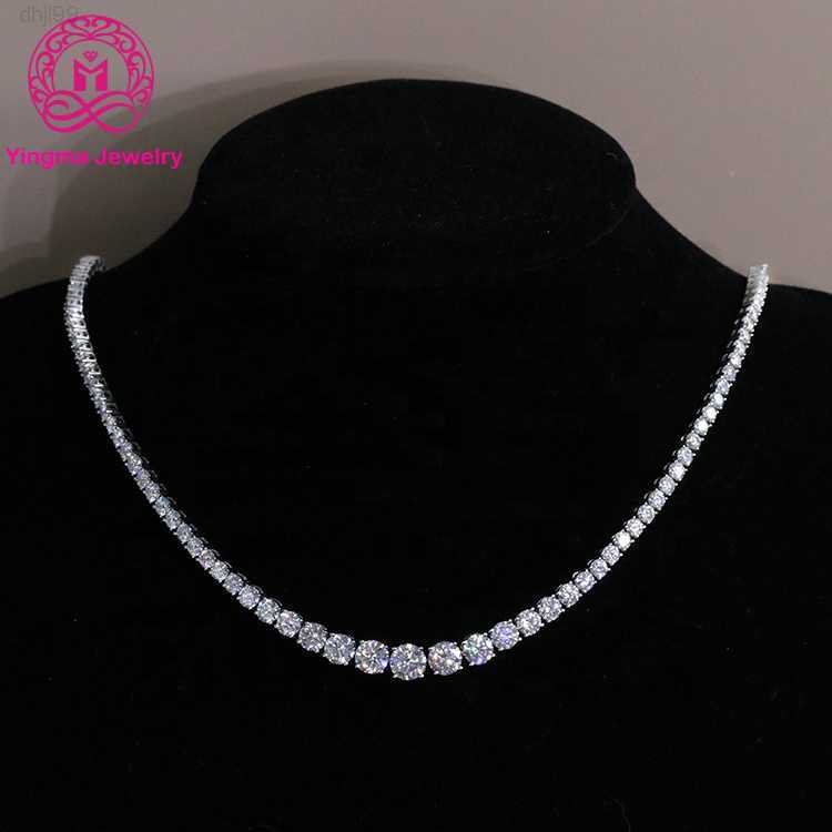 

Fine Jewelry Hip Hop Iced Out 2.6mm to 6.5mm d Color White Vvs Women Men 14k Real White Gold Moissanite Tennis Chain Necklace