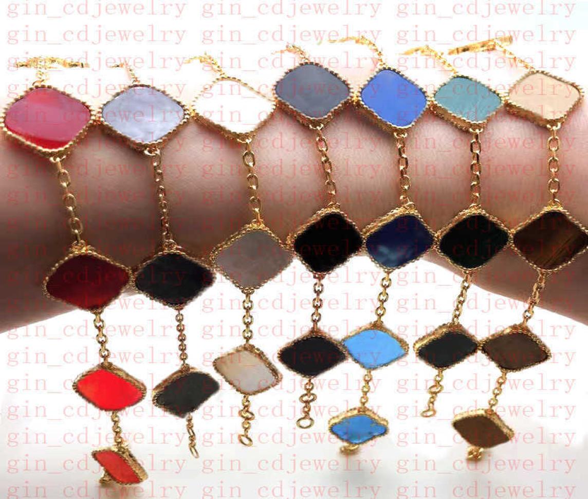 

Charm Bracelets Designer Classic Lucky Clover Black Onyx Bracelet 18K White Gold Plated Ladies and Girls Valentine039s Day Moth2166934