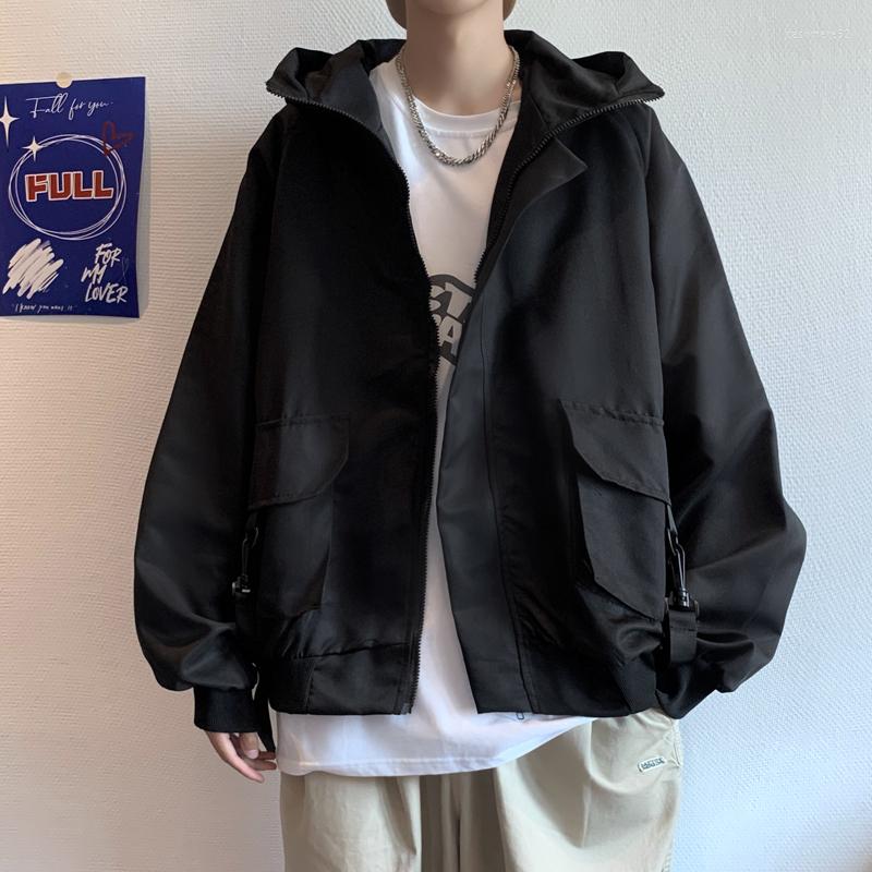 

Men's Jackets Solid Color Large Pocket Work Cardigan Hooded Jacket Loose Casual Coat, Qxj507-1