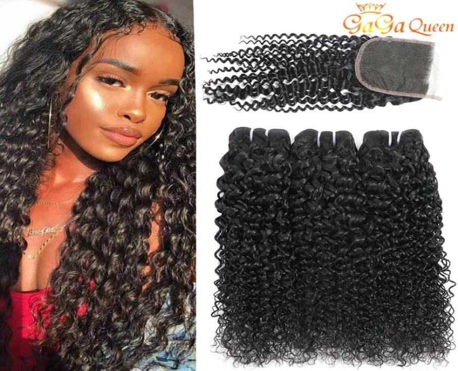 

Unprocessed Brazilian Curly Hair Bundles With 4x4 Lace Closure Brazilian Kinky Curly Human Hair Extensios1749647, Medium brown