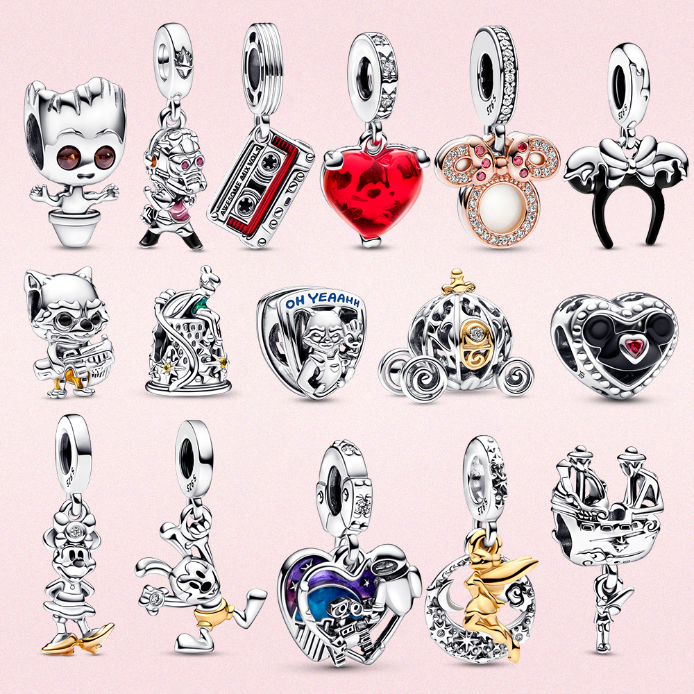 

2023 New Jewelry charm S925 sterling silver Desiger tinker bell celestial night Jewelry charm heart bead Mouse Fit original Pandora Bracelet women gift summer
