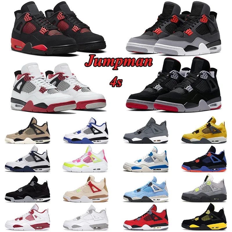 

Basketball Shoes Jumpman 4 4s Man Woman Military Black Red Thunder Black Cat University Blue Midnight Navy Mans Sneakers, #20 4s 36-47 metallic pack - court purpl