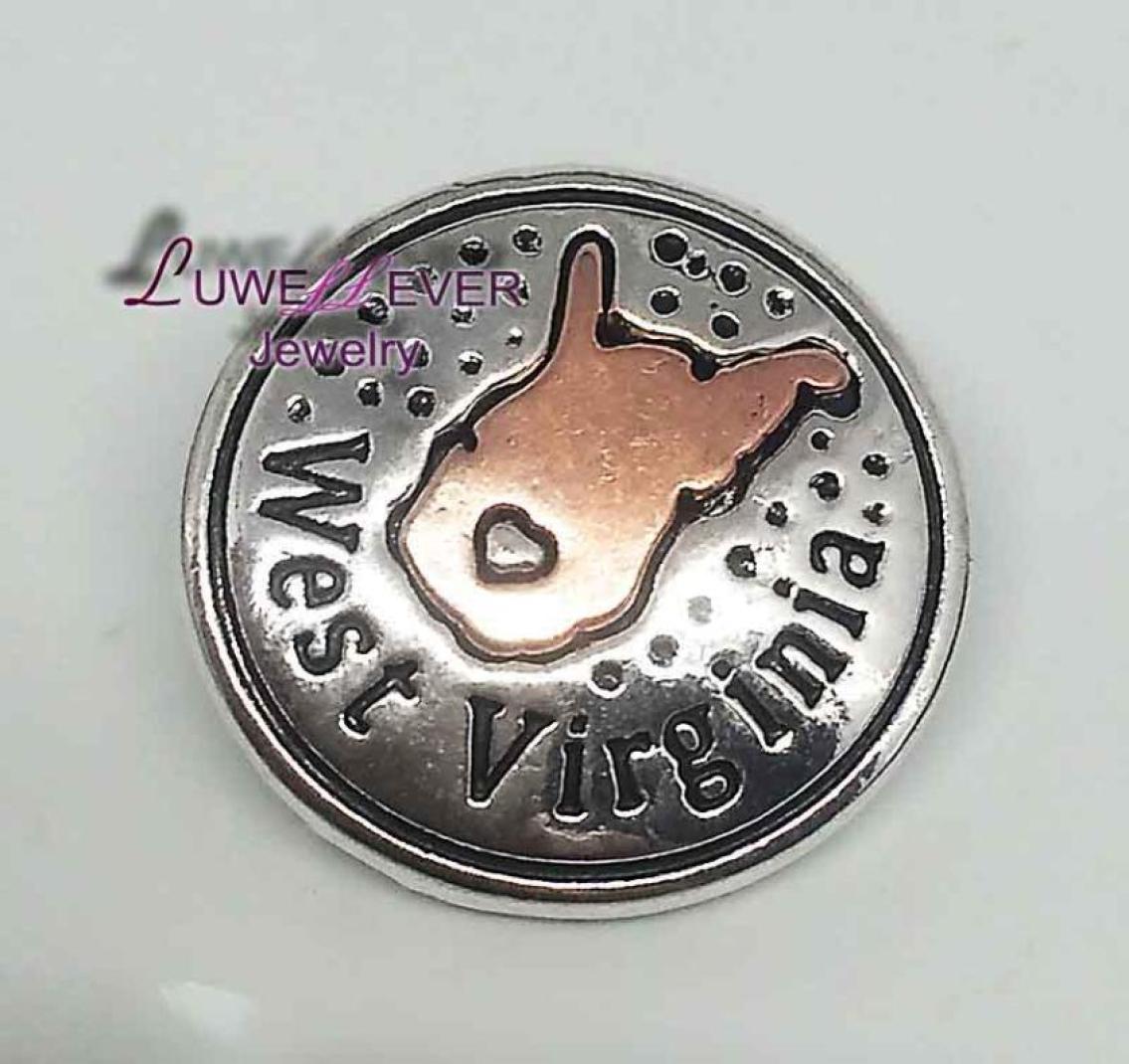 

High quality flower west virginia W223 18mm 20mm rhinestone metal button for snap button Bracelet Necklace Jewelry For Women Silve3285239