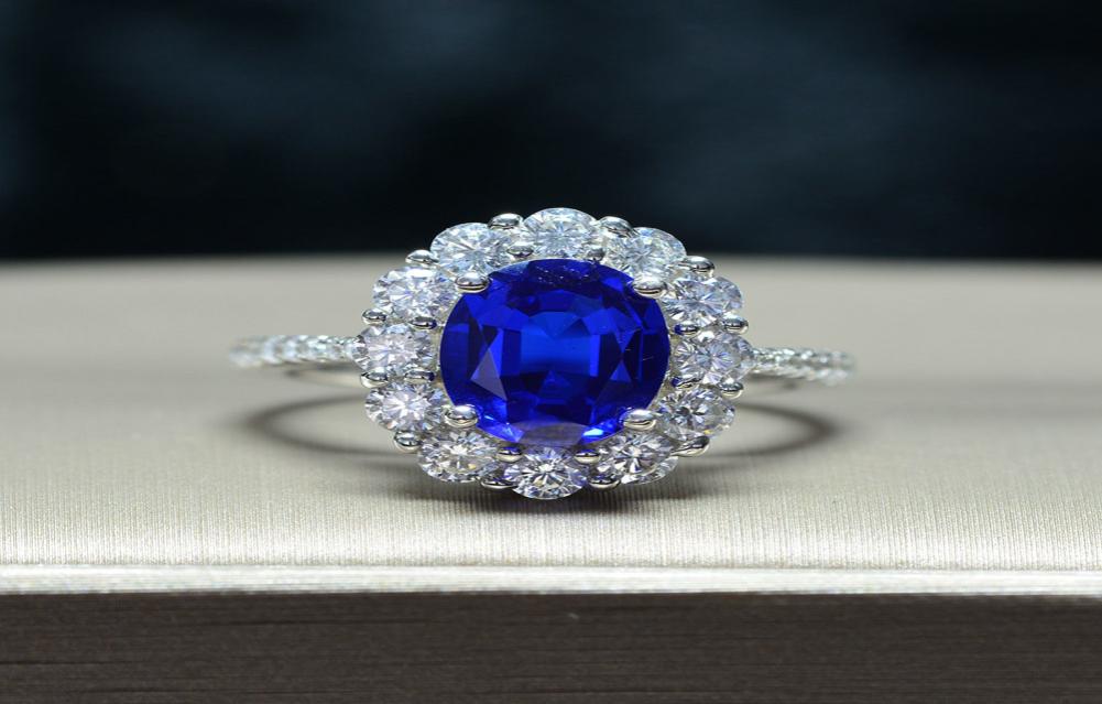 

KNRIQUEN 100 Sterling Silver Created Moissanite Royal Blue Sapphire Gemstone Wedding Engagement Party Women039s Ring Fine Jewe2387492