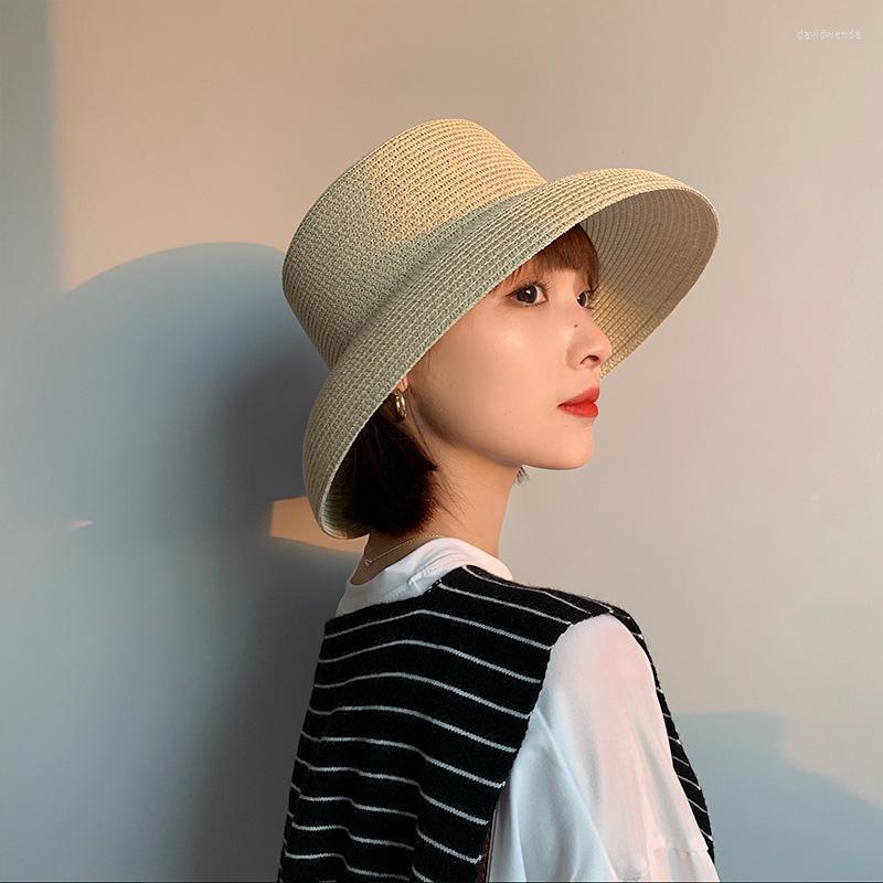 

Wide Brim Hats Big Beach Straw Hat Ladies Sun-shading Fashion Summer High-quality Woven Fisherman HatWide Davi22, Ice sleeve