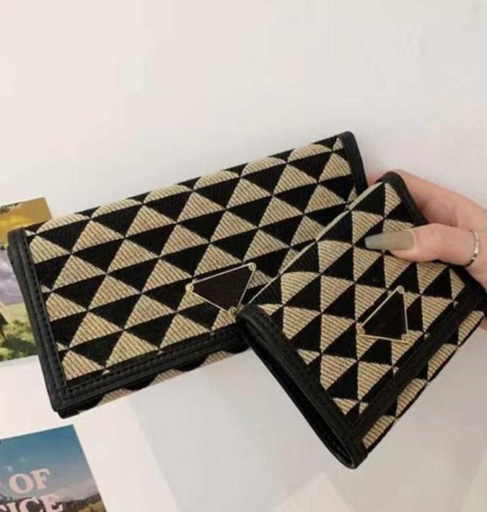 

Fashion Embroidery Triangle P Long Wallet Bifold Trifold Classic Purse Triangle Symbole Jacquard Fabric Designer Handbag Italy wom6836164, Orange