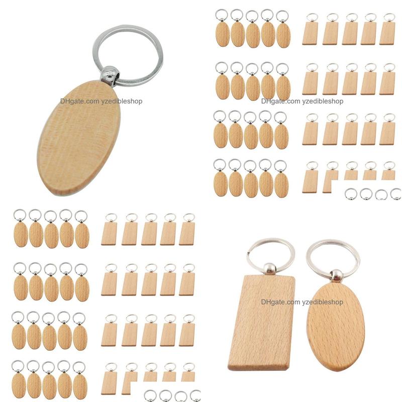 

Keychains Lanyards 40 Pcs Blank Wooden Key Chain Diy Wood Tags Gifts Yellow 20 Oval Rec Drop Delivery Fashion Accessories Dheya