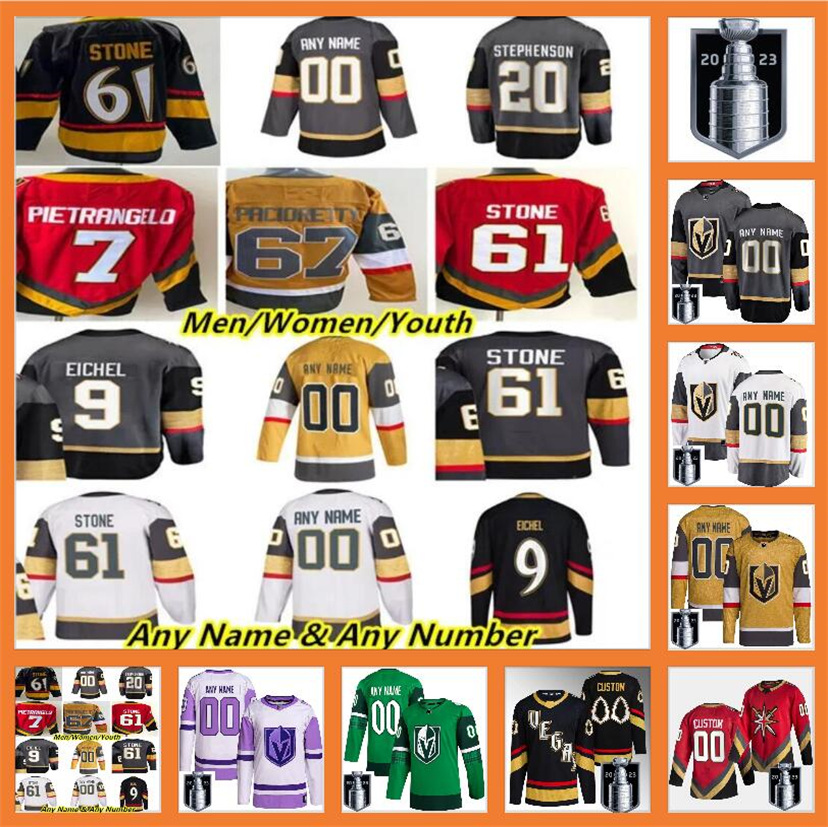 

2023 Stanley Cup Jerseys Custom Vegas Golden Knights Hockey NHLLu Jack Eichel Mark Stone William Karlsson Alex Pietrangelo Jonathan Marchessault Shea Theodore, Color