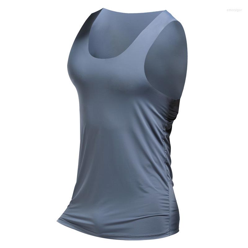 

Men's Tank Tops Men's Seamless Vest Summer Cool Slim Ice Silk T-Shirts Man Clothing Solid O Neck Sleeveless Undershirt Male Tee Top, Skyblue