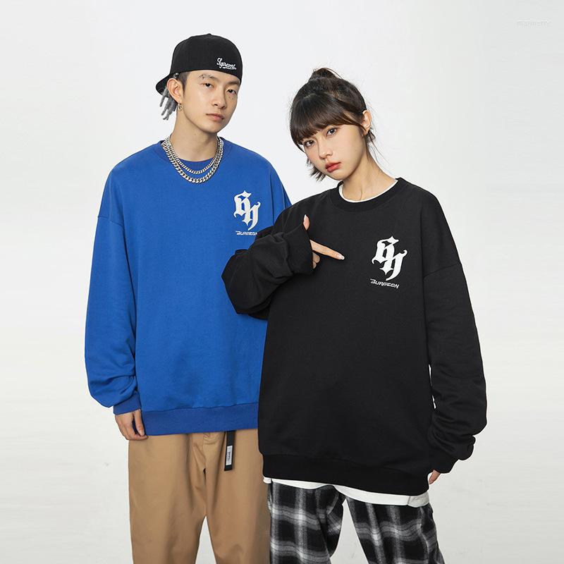 

Men's Hoodies Japanese Style Sweatshirts Man Letter Print Hoodie Autumn Loose Couples Fashion Round Neck Long Sleeve Cotton, Black