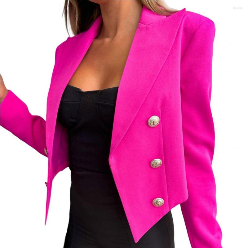 

Women' Suits Cropped Blazer Chic Women Buttons Placket Short Type Coat Skin-touching, Black