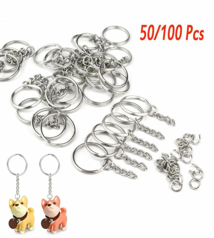 

Keychains 50100Pcs 25mm DIY Key Chains Polished Silver Color Keyring Keychain Short Chain Split Ring Rings Accessories3954742