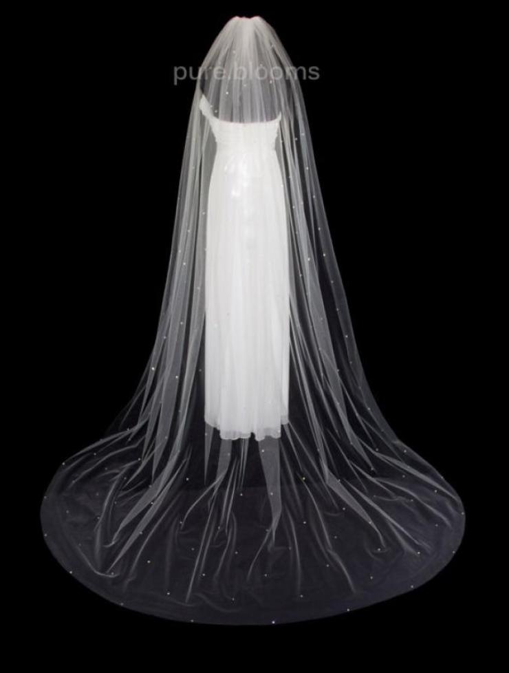 

new Sell 3M Rhinestones cut Edge Cathedral White Ivory Wedding Veil Bridal Veils With Comb 1T3023134, Champagne