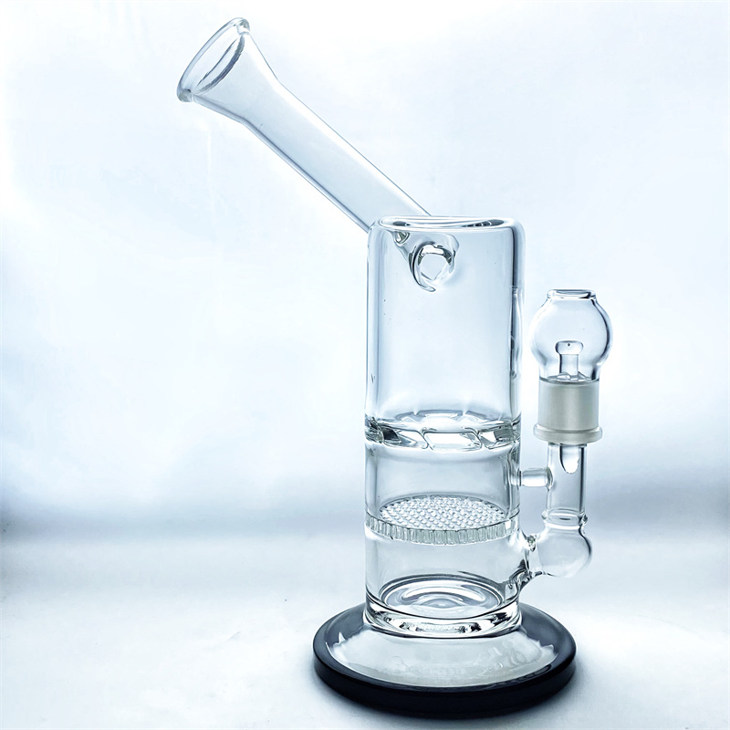 

Thick Glass Smoke Gun Bong Side Neck Honeycomb Turbine Perc Drill (GB-252)