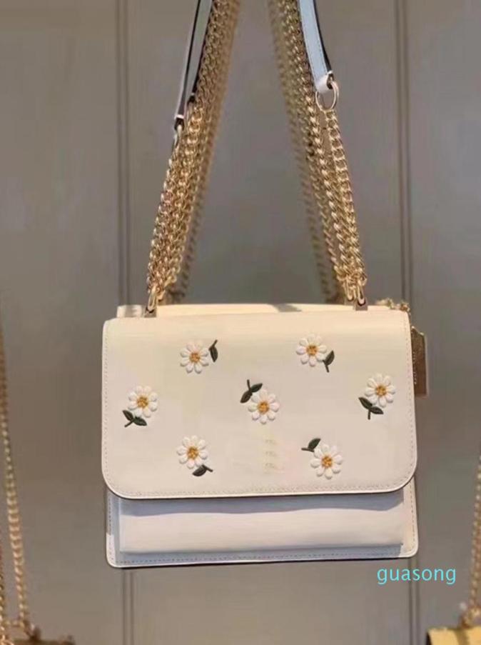 

Luxury design handbag Women039s embroidery messenger trend simple one shoulder chain bag1637145, White