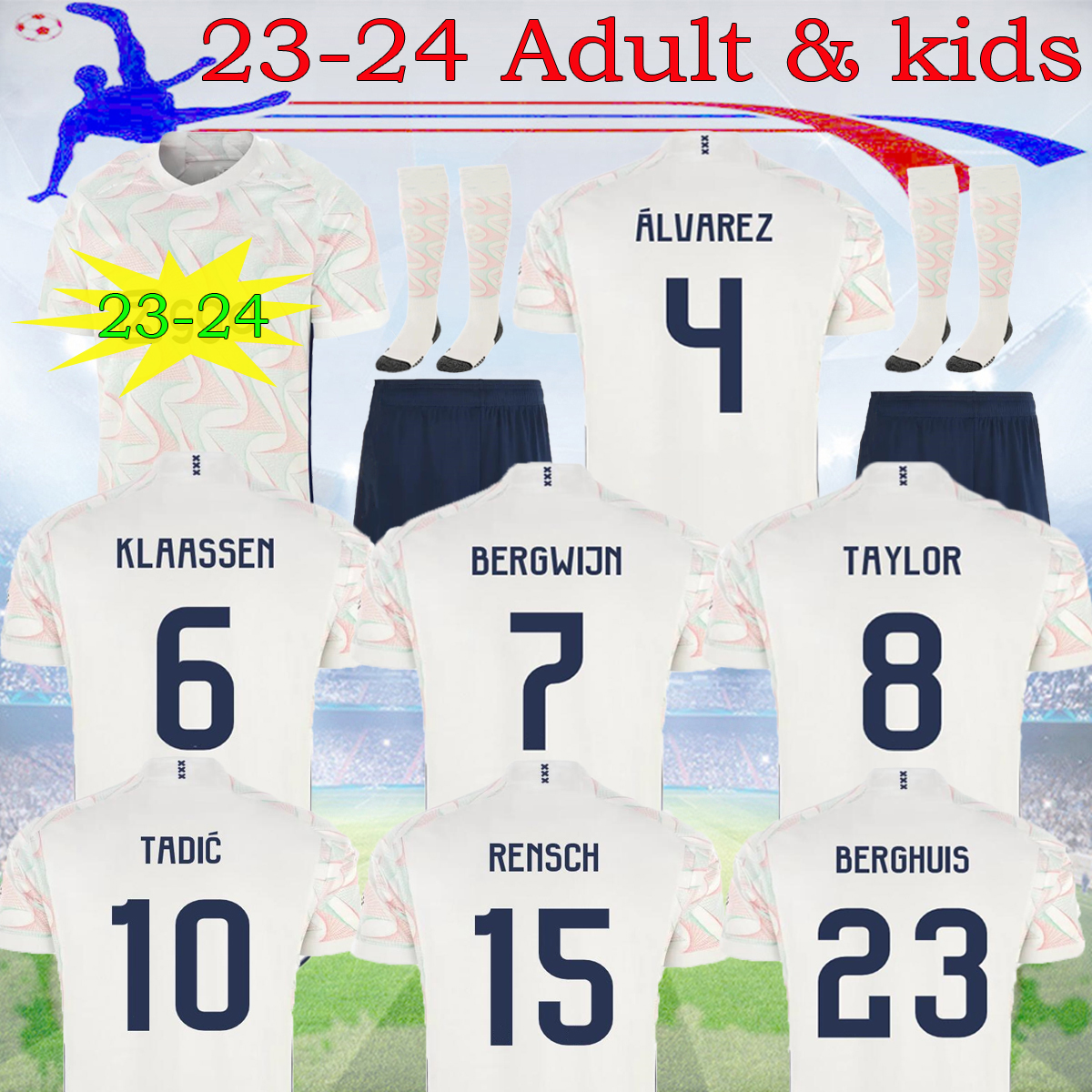 

16-4XL BERGHUIS TADIC 23 24 AJaxS away Soccer Jerseys BASSEY KLAASSEN BERGWIJN CRUYFF 2023 2024 BROBBEY TAYLOR football shirts men kids uniforms kit, 23-24 away fans