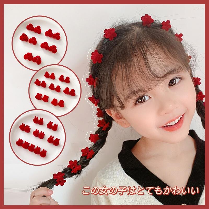 

Hair Accessories 10/15/20 Pcs/Box Baby Girls Cute Colors Cartoon Flower Heart Children Lovely Sweet Claw Clips Kids, Red star-10 pcs