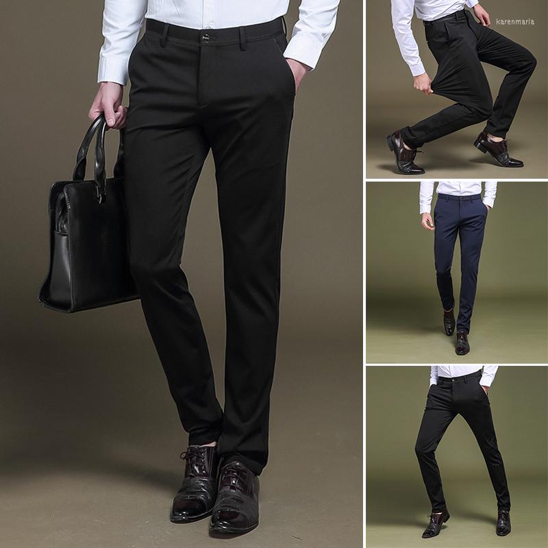 

Men's Pants Casual Summer Youth Business Slim Mid-Waist Trousers Non-Iron Stretch, Black