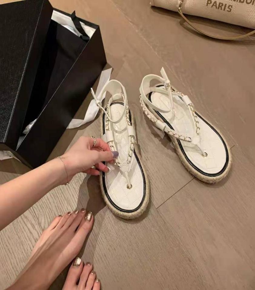 

Grape mother studiolee small fragrance clip toe oneway buckle metal chain thick soled sandals women3074019, Black