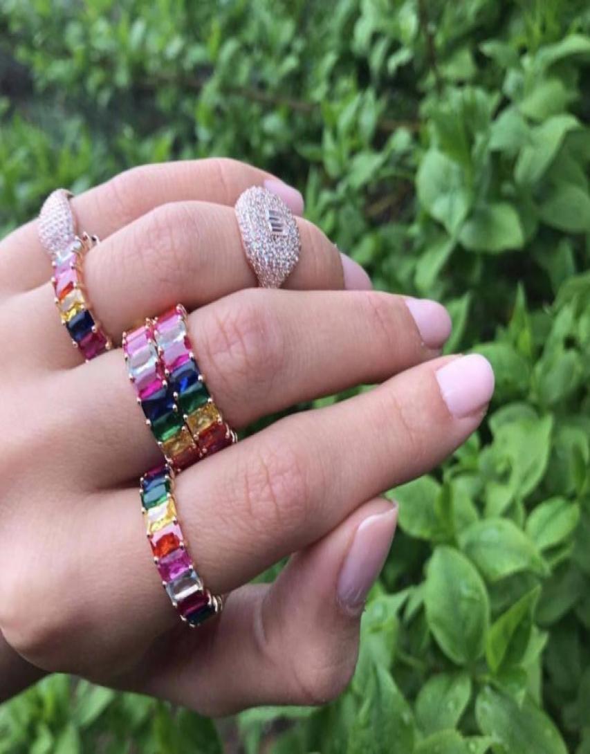 

2019 Rainbow Baguette Cubic Zirconia Cz Gold Filled Engagement Band Ring For Women Usa Selling Drop Female Jewelry SH14978528594413