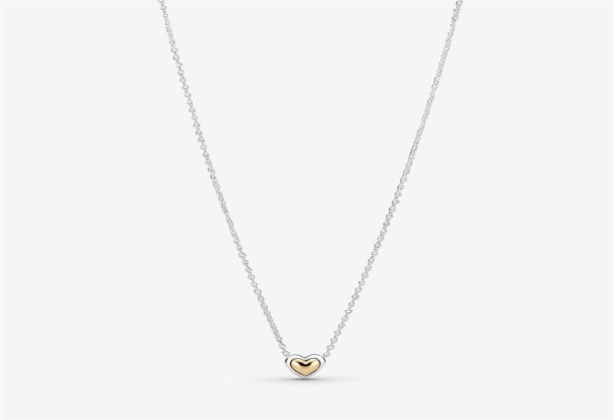 

High Polish 100 925 sterling silver Domed Golden Heart Collier Necklace fashion wedding Jewelry making for women gifts241u9779651