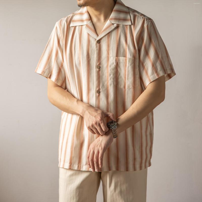 

Men's Casual Shirts Red Retro Jacquard Striped Vintage Style Holiday Aloha Camp Shirt, Orange