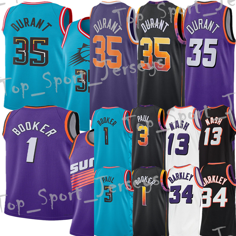 

Kevin Durant Devin Booker Chris Paul Basketball Jerseys Deandre Ayton Steve Nash Charles Barkley 2023 City Blue Shirt Purple 1 3 35 34 13 jersey, Black
