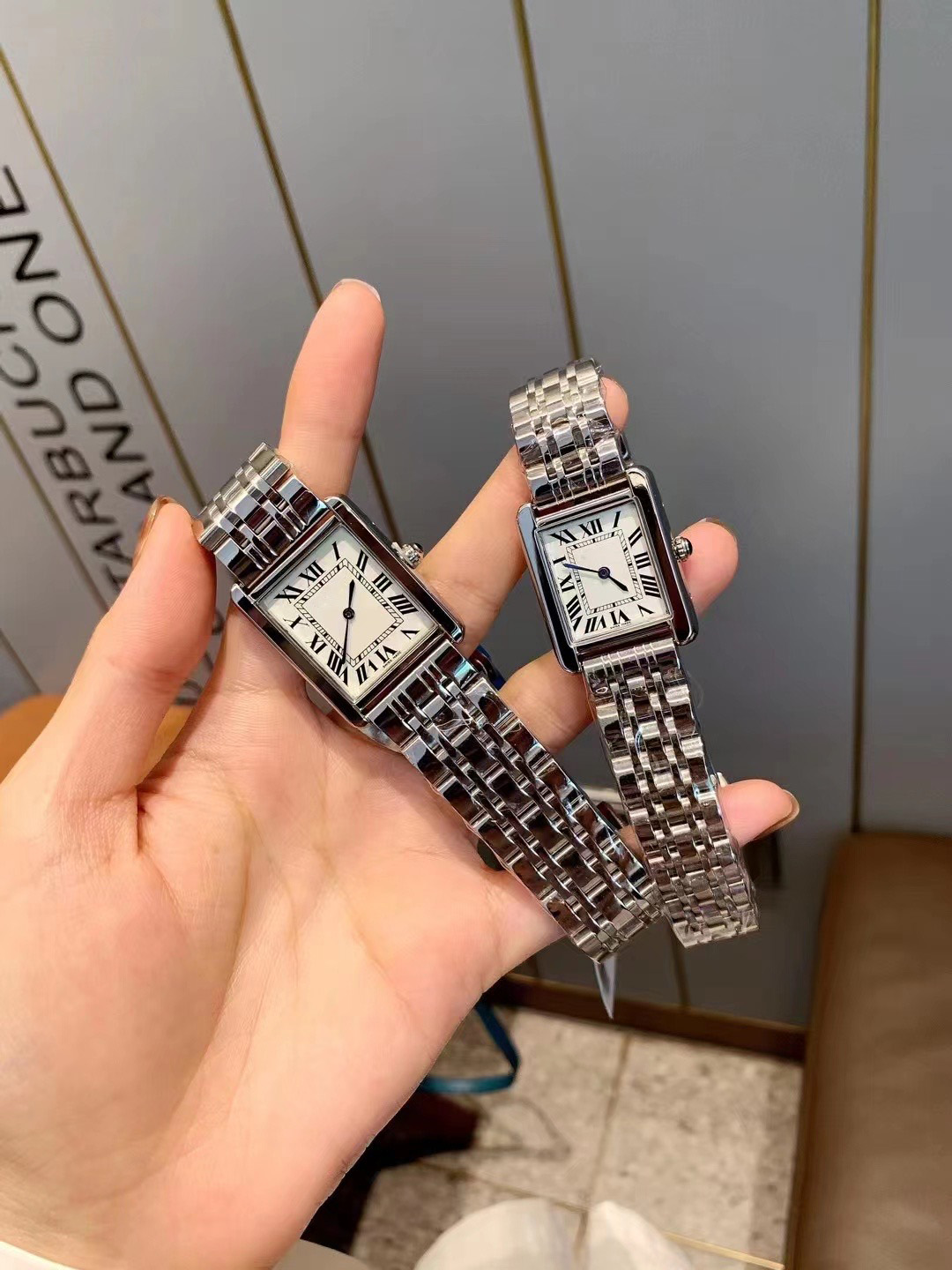 

luxury Fashion Women Watch Quartz Movement Silver Gold Dress Watchs Square Tank Stainless Steel Case Original Clasp Analog Casual Montre De Luxe watches for Lady, Package