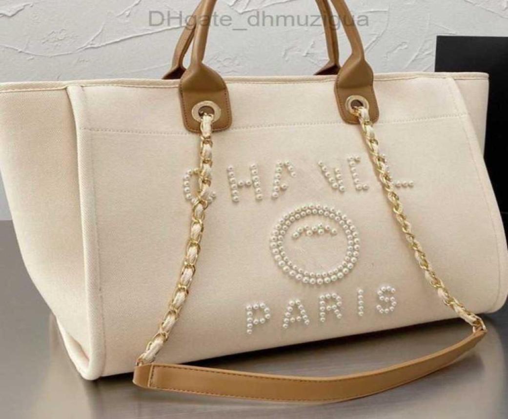 

Fashion Women039s Luxury Evening Bags Ch Brand Canvas Handbag Classic Pearl Beach Hand Bag Designer Female Large Backpack Small4427671, Beige