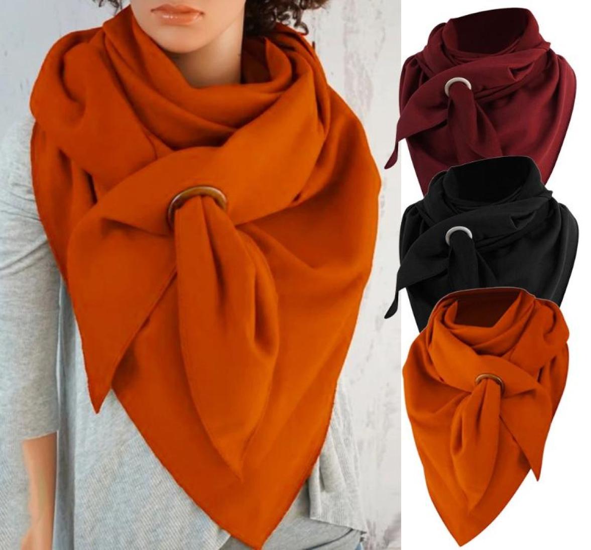 

Scarves Fashion Solid Women Scarf Button Soft Wrap Casual Warm Retro Female Multipurpose Shawls Christmas Accessies Foulard1838395