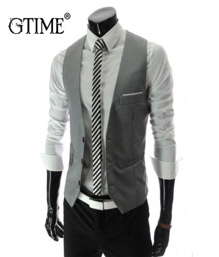 

GTIME Arrival Dress Vests For Men Slim Fit Mens Suit Vest Male Waistcoat Homme Casual Sleeveless Formal Business Jacket YJY1278506593, Beige