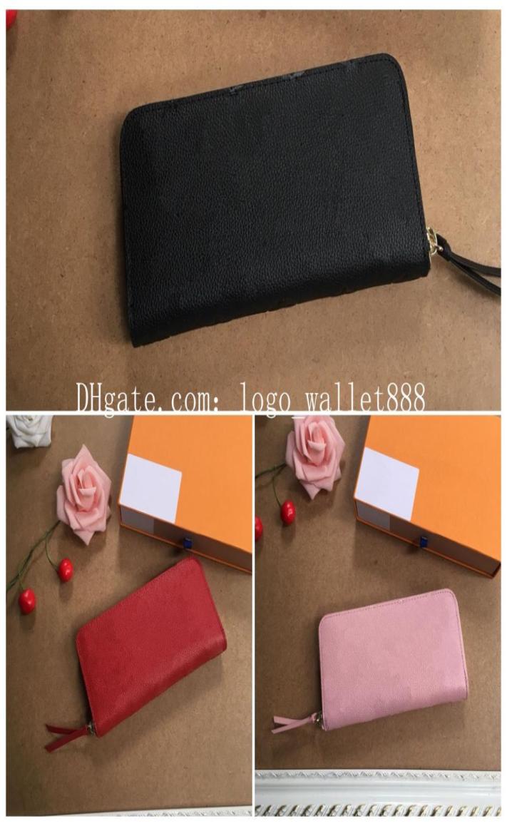 

Designer wallet designer zipper wallets luxurys Men Women leather bags Classic Letters coin Purse Original Box Plaid card holder M6230915, Pink