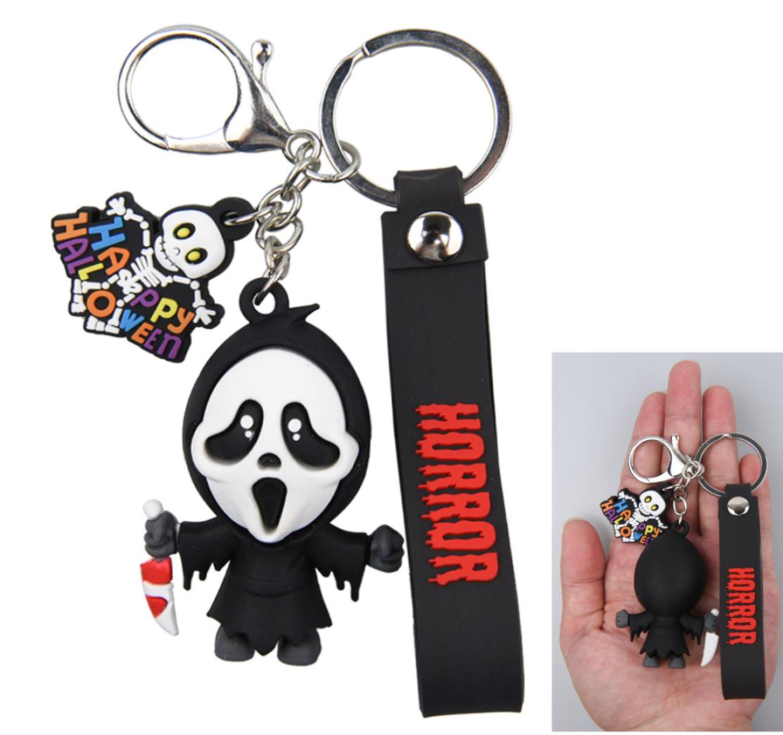 

Custom Popular halloween keychain Set Accessories Personal Safety promotion gift 3D Bad Bunny Glowing in night Keychain6170990