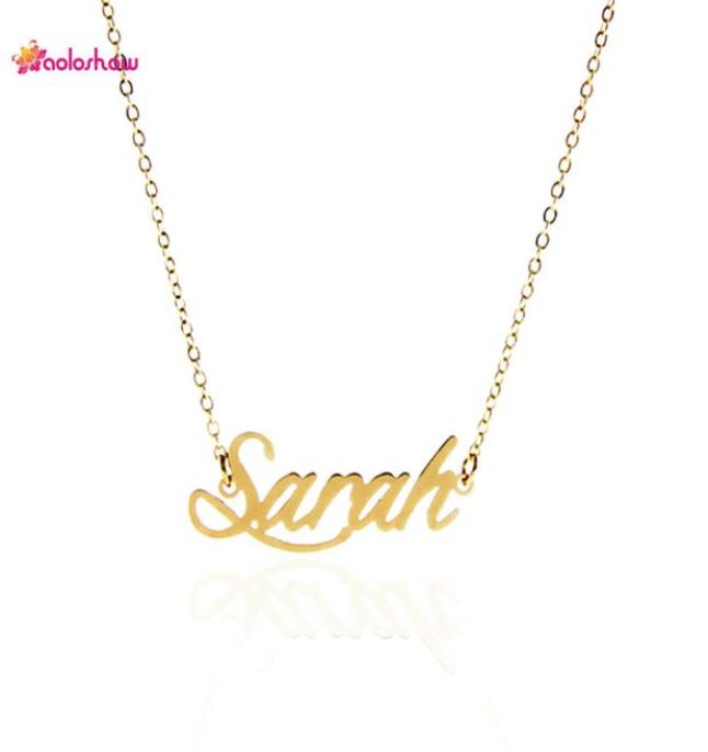 

Custom name necklace Women Personalized Nameplate Necklace quot Sarah quot Stainless Steel Gold and Silver Customized Jewelry 8892109
