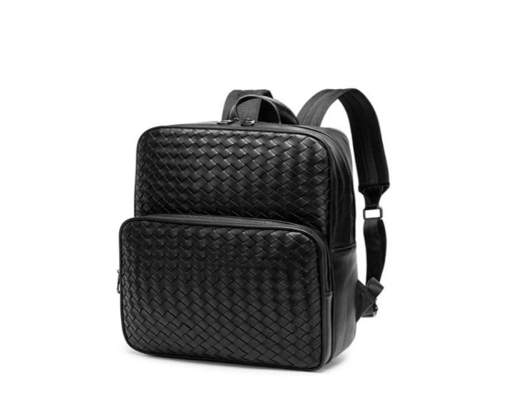 

Backpack Xiaop Fashion Men039s Women039s High Quality Pu Leather Woven Casual Business Unisex Bag Back8742011, Black