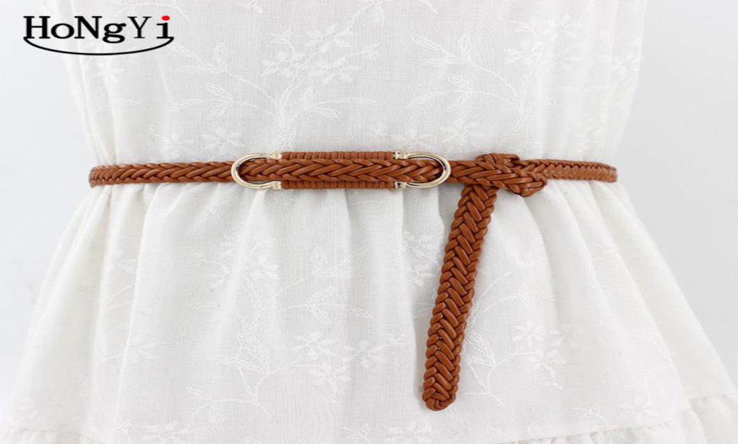 

Women039s Spring and Summer Dress Retro Decorative Thin Belt Wild Buckle Braided Belt Female Waist Chain 20201197665, White